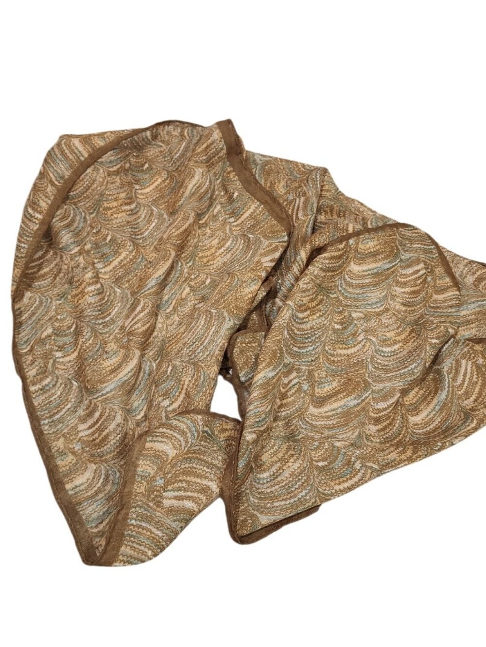 GLENTEX NWT Made in Italy Long Paisley Scarf Neutral Earth Tones Lightweight